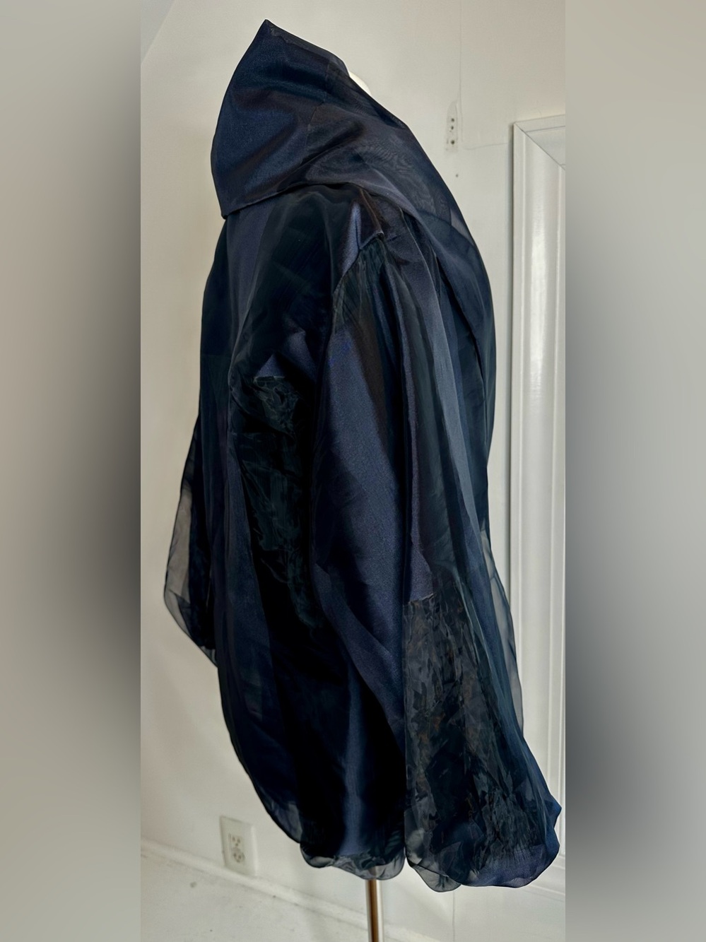 Issey Miyake Sheer Pleated Sculptural Jacket Navy Size 2 - Picture 4 of 14